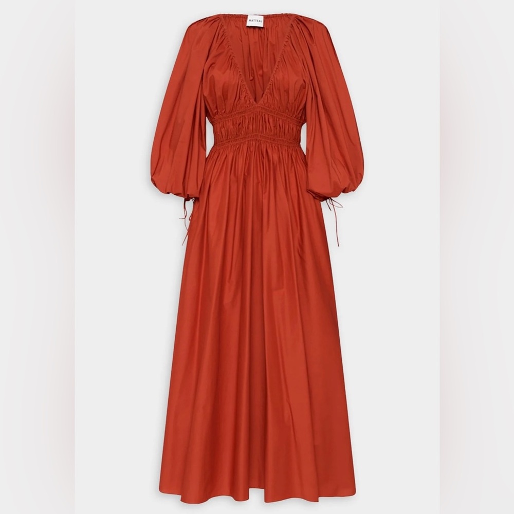 Matteau Shirred Plunge Dress - Terracotta NWT Size 3 (US 6)